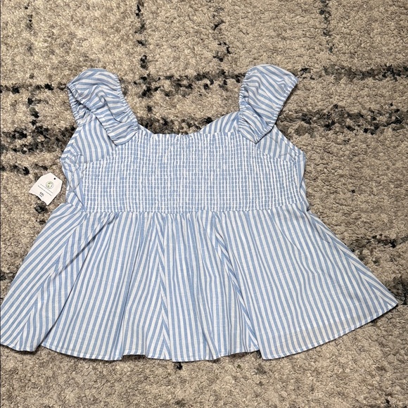 XXL (20) Time and Tru Light Blue and White Babydoll  With Cap Sleeves Blouse - Picture 8 of 11